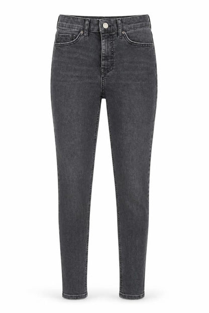 Front view of Topshop women’s black denim skinny jeans, size UK 26, in, 34-inch leg