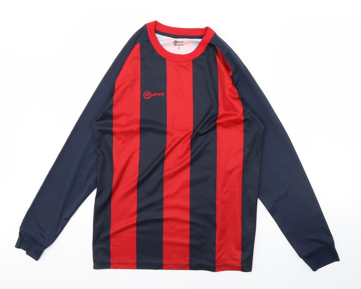 Additional front view of Mi fit men’s black striped jumper, size M