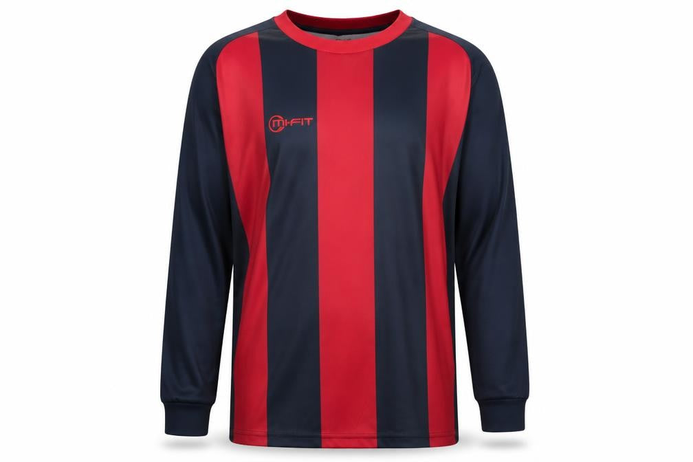Front view of Mi fit men’s black striped jumper, size M