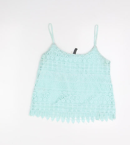 Womens UK Size S Divided Green Basic Tank