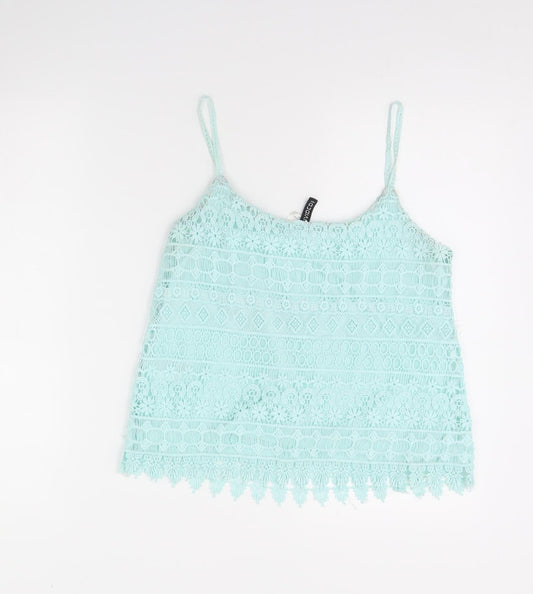 Womens UK Size S Divided Green Basic Tank