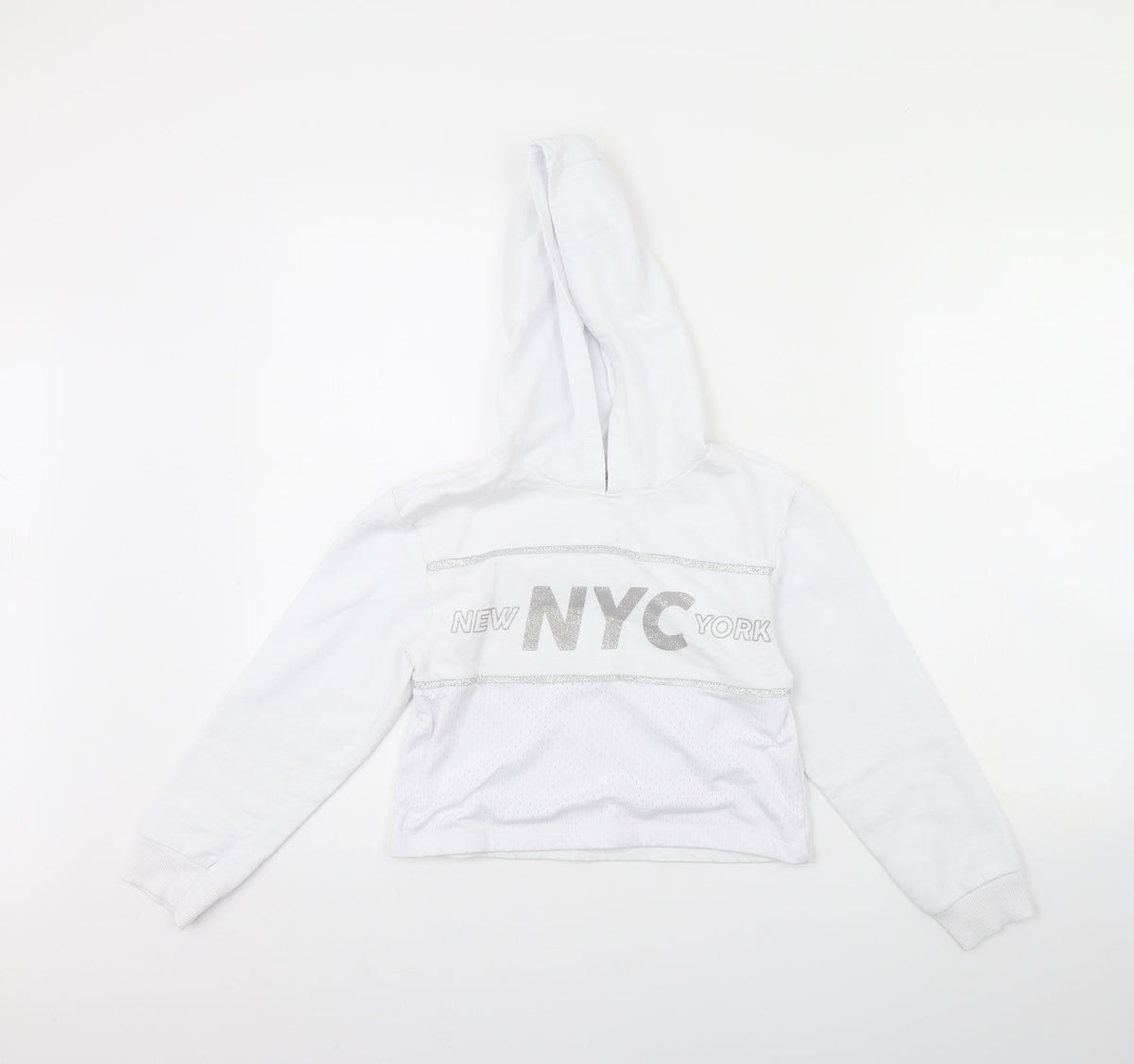Additional front view of Primark girls’ white pullover hoodie, size 9, years