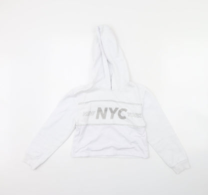Additional front view of Primark girls’ white pullover hoodie, size 9, years