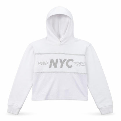 Front view of Primark girls’ white pullover hoodie, size 9, years