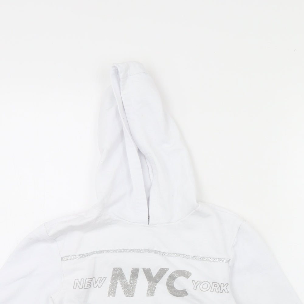 Close-up detail of Primark girls’ white pullover hoodie, size 9, years