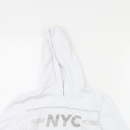 Close-up detail of Primark girls’ white pullover hoodie, size 9, years