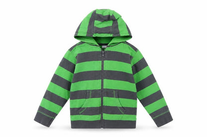 Front view of Urban Rascals boys’ green striped jacket, size 3, years