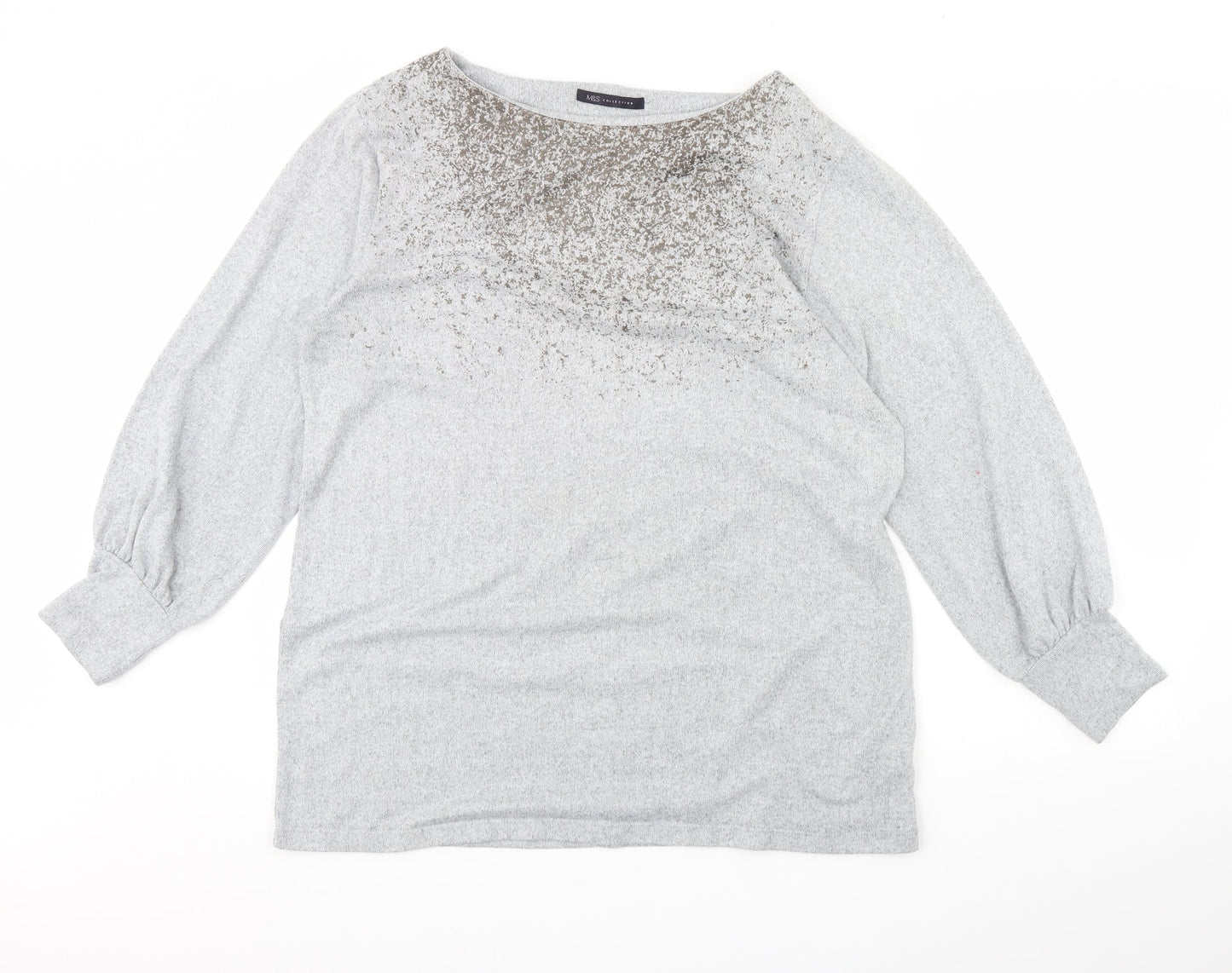 Womens UK Size 16 M&S Grey Pullover Jumper