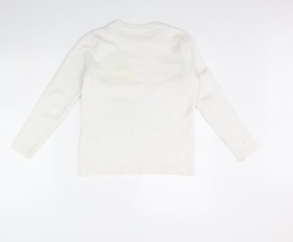 M&Co Girls White   Pullover Jumper Size 9 Years  - LOVE