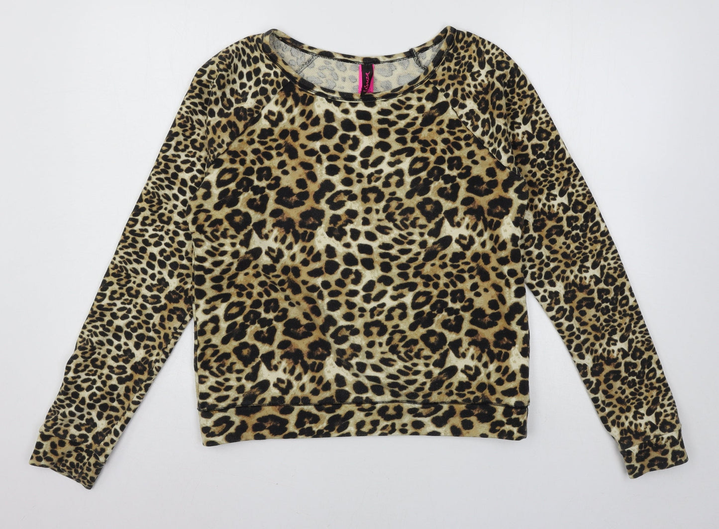 La Sensa Womens Brown Animal Print Jersey Pullover Sweatshirt Size S
