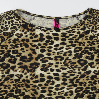 La Sensa Womens Brown Animal Print Jersey Pullover Sweatshirt Size S