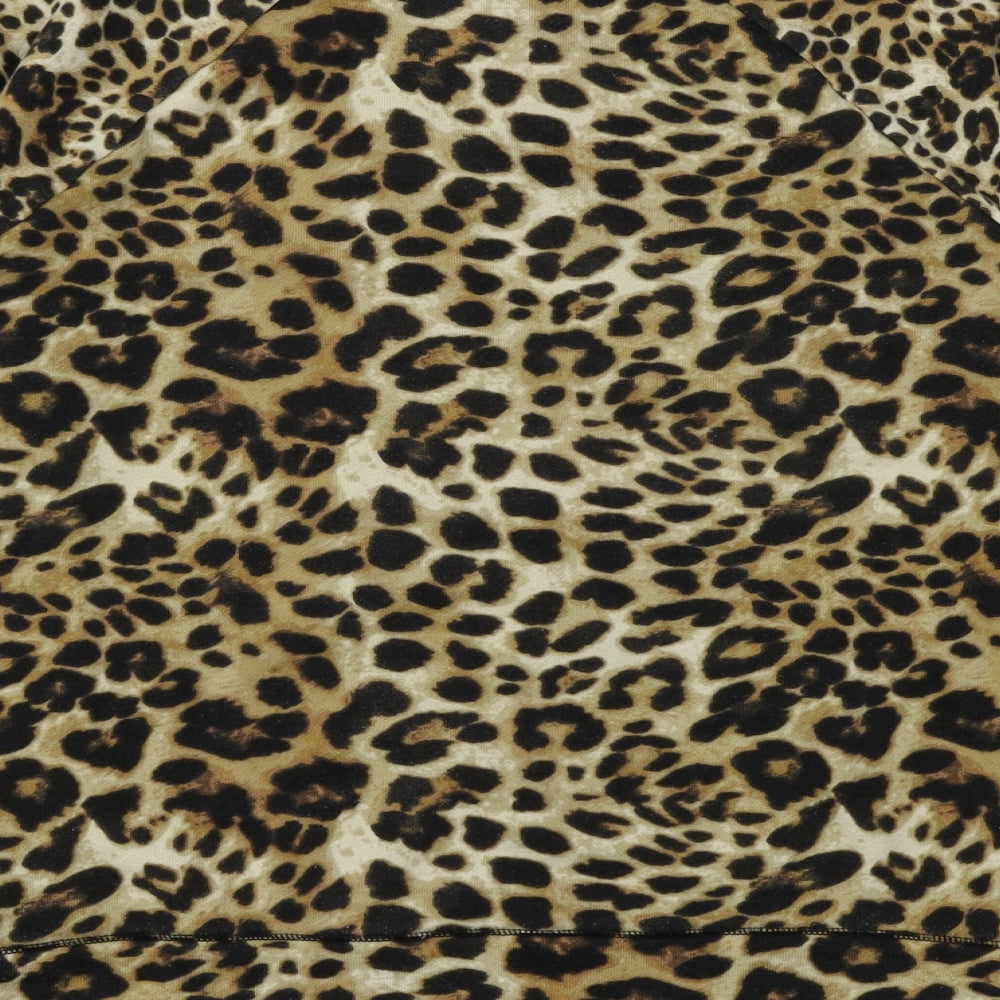 La Sensa Womens Brown Animal Print Jersey Pullover Sweatshirt Size S