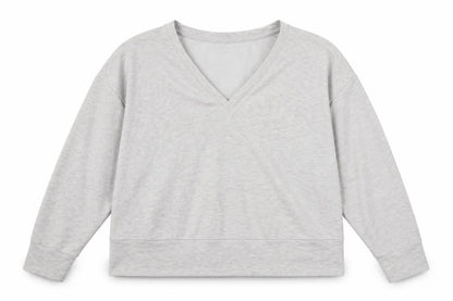 Front view of Primark women’s grey jersey pullover sweatshirt, size UK 6