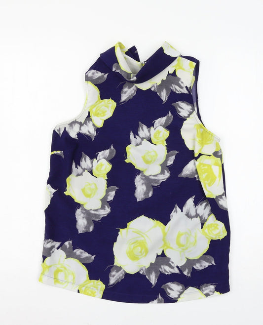 Papaya Womens Blue Floral  Basic Blouse Size 8