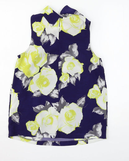 Papaya Womens Blue Floral  Basic Blouse Size 8