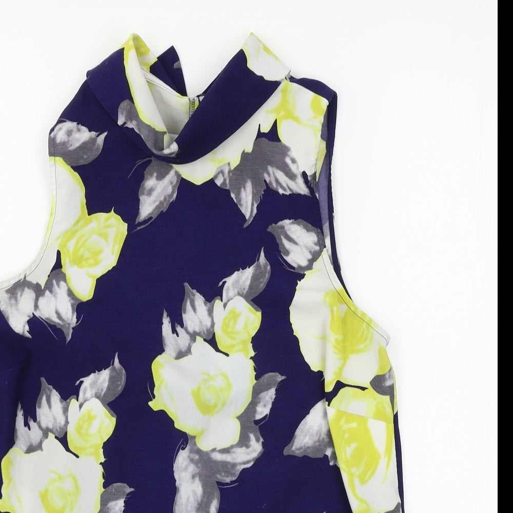 Papaya Womens Blue Floral  Basic Blouse Size 8