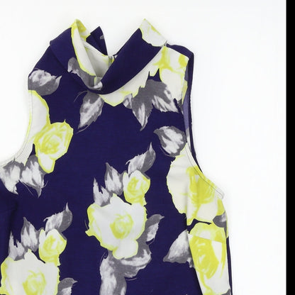 Papaya Womens Blue Floral  Basic Blouse Size 8