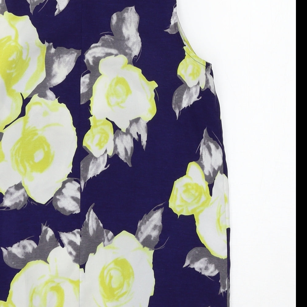 Papaya Womens Blue Floral  Basic Blouse Size 8