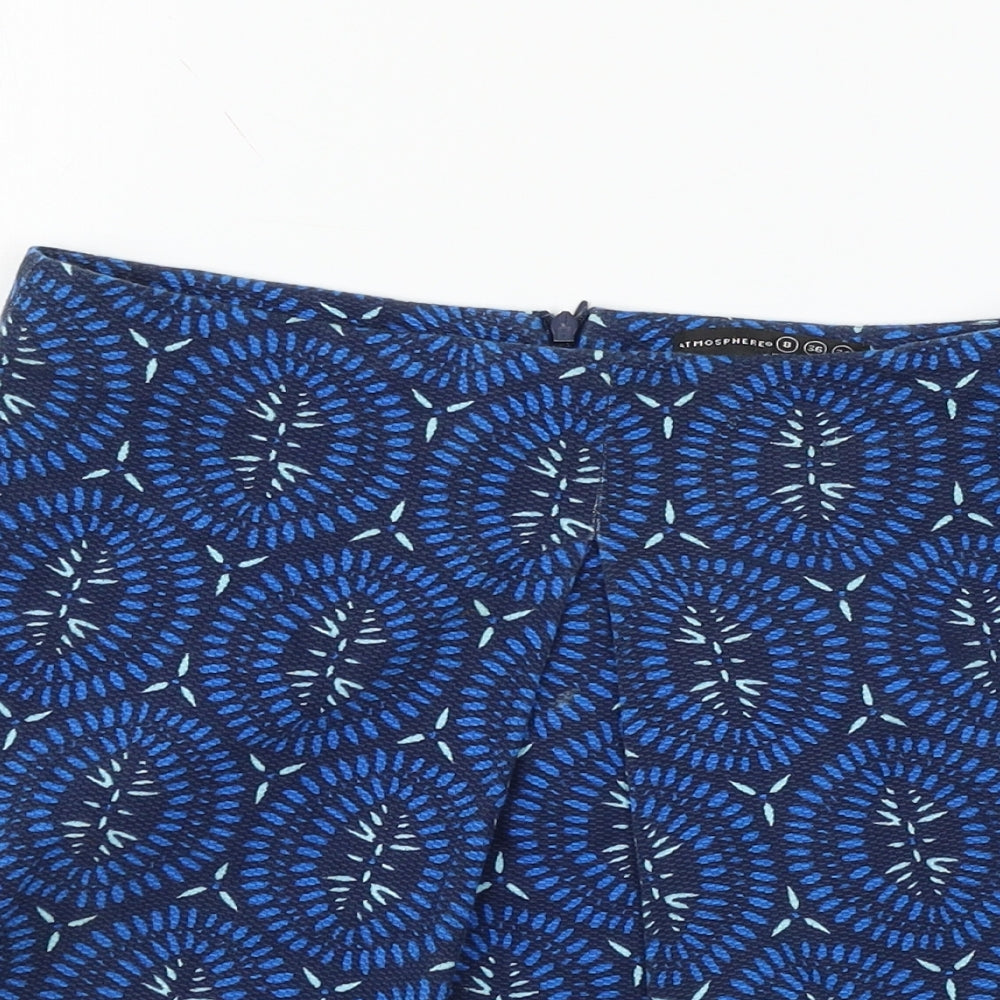 Atmosphere Womens Blue Geometric  Flare Skirt Size 8