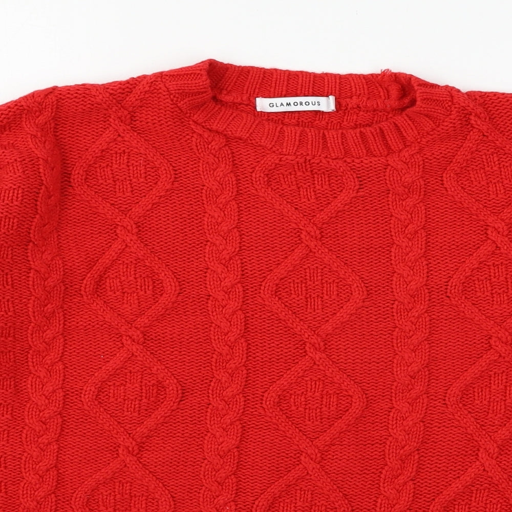 Womens UK Size 8 Glamourous Red Pullover Jumper