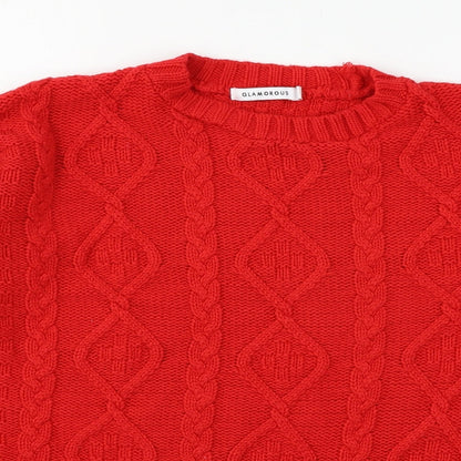 Womens UK Size 8 Glamourous Red Pullover Jumper