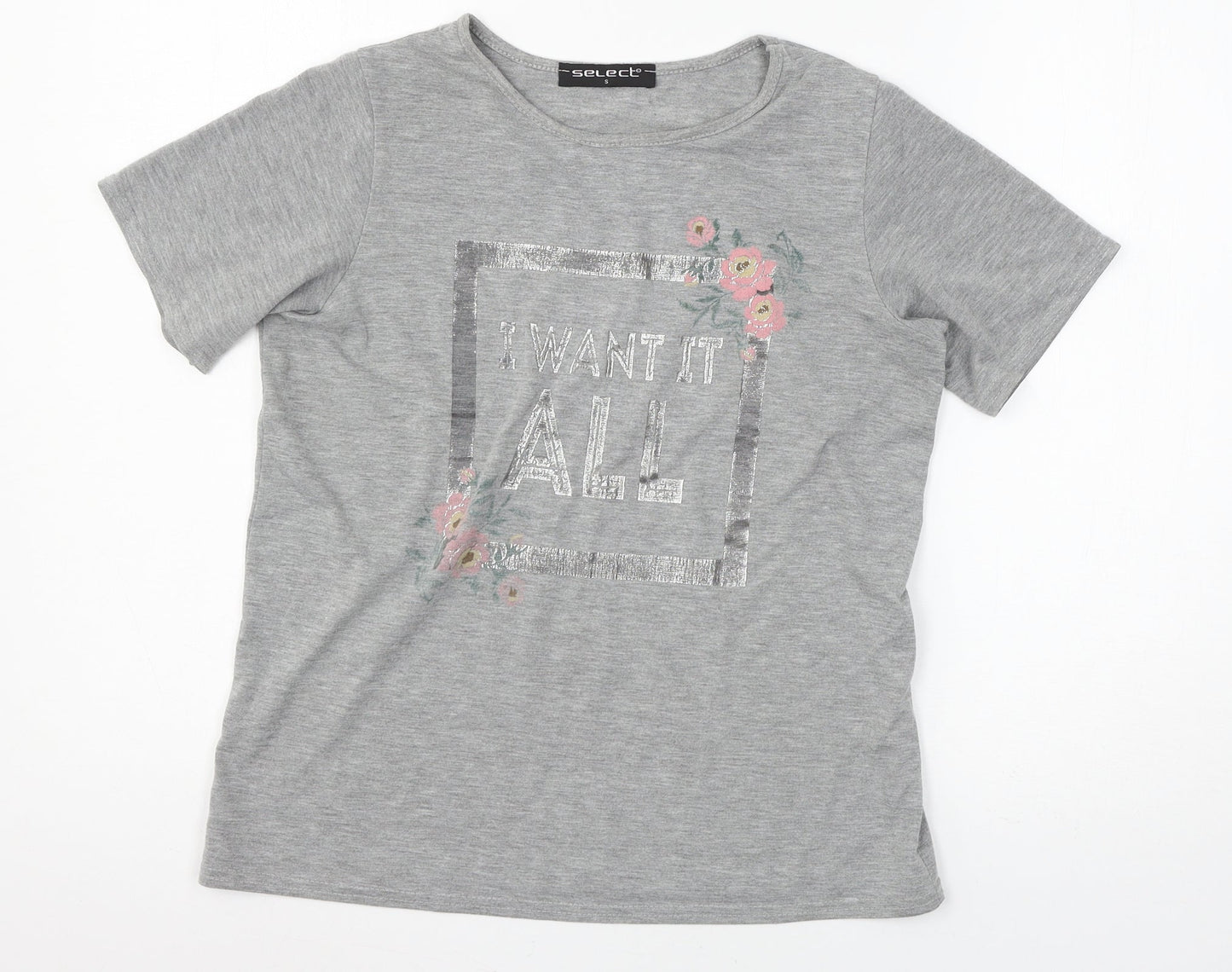 Womens UK Size S Select Grey Basic T-Shirt