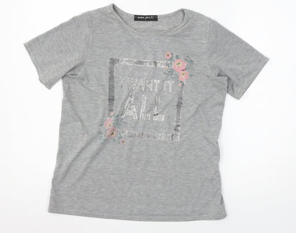 Womens UK Size S Select Grey Basic T-Shirt