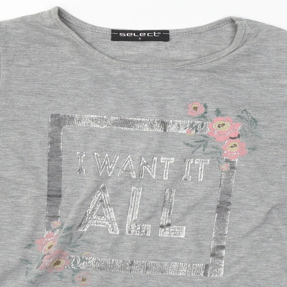 Womens UK Size S Select Grey Basic T-Shirt