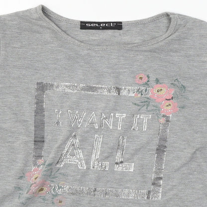 Womens UK Size S Select Grey Basic T-Shirt