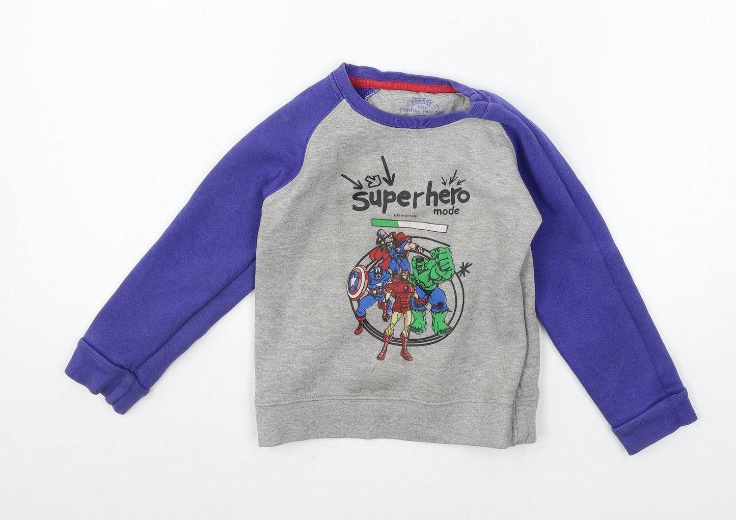 Minnie Minors Boys Grey  Jersey Pullover Sweatshirt Size 3-4 Years