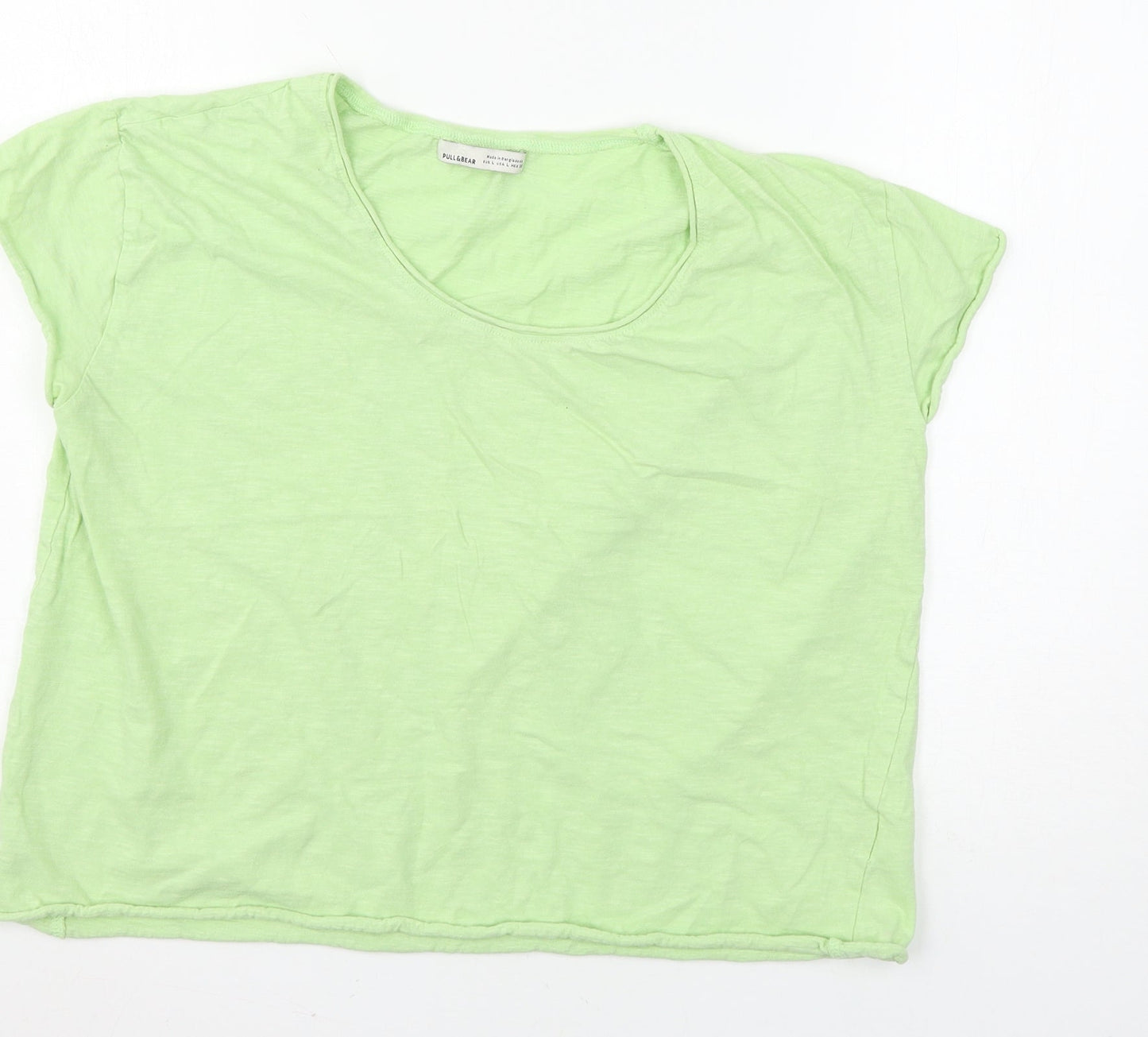 Womens UK Size L Pull&Bear Green Basic T-Shirt