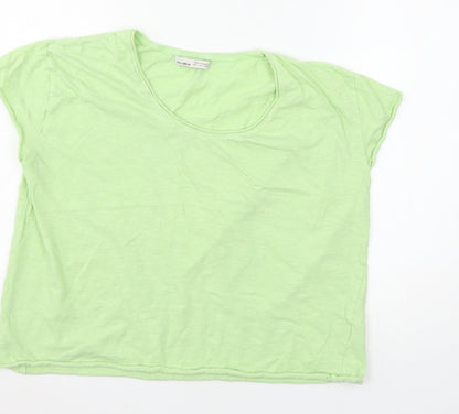 Womens UK Size L Pull&Bear Green Basic T-Shirt