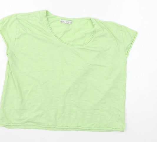 Womens UK Size L Pull&Bear Green Basic T-Shirt