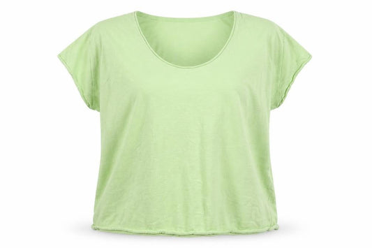 Front view of Pull&Bear women’s green jersey basic t-shirt, size L
