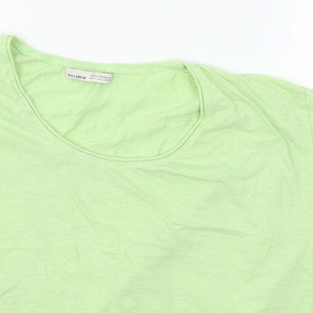 Womens UK Size L Pull&Bear Green Basic T-Shirt