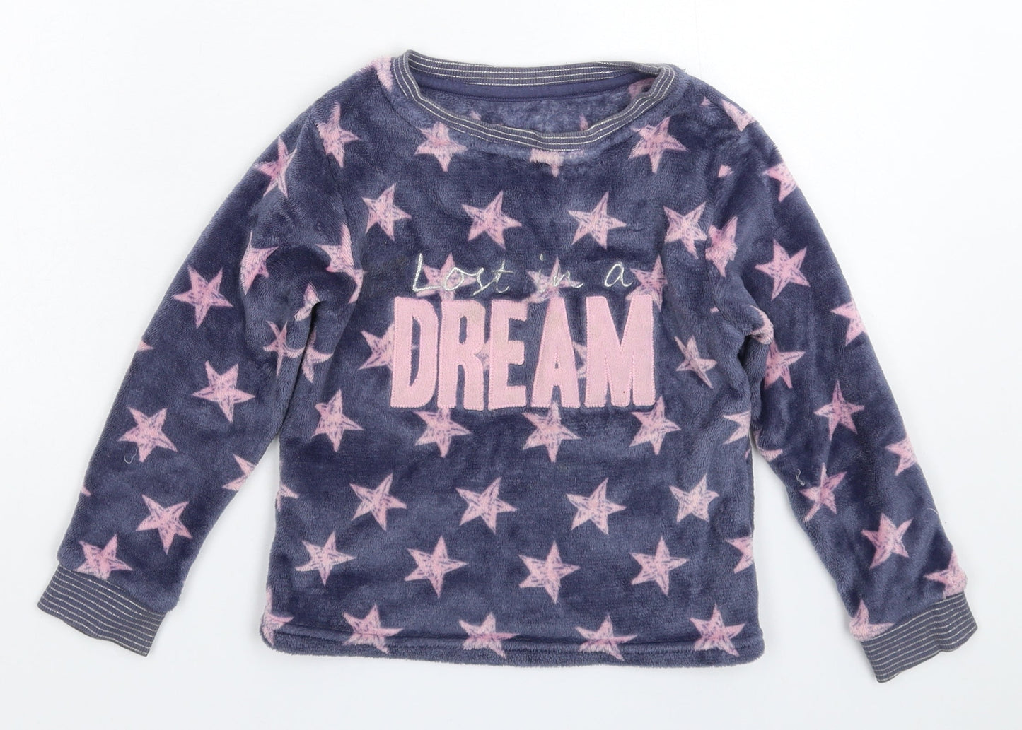 Matalan Girls Multicoloured Geometric Fleece Top Pyjama Top Size 6 Years