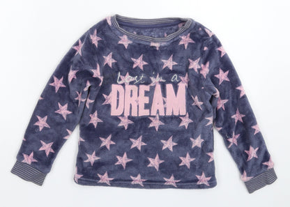 Matalan Girls Multicoloured Geometric Fleece Top Pyjama Top Size 6 Years