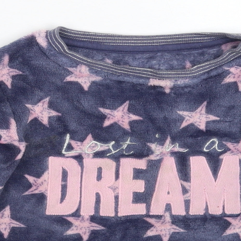 Matalan Girls Multicoloured Geometric Fleece Top Pyjama Top Size 6 Years