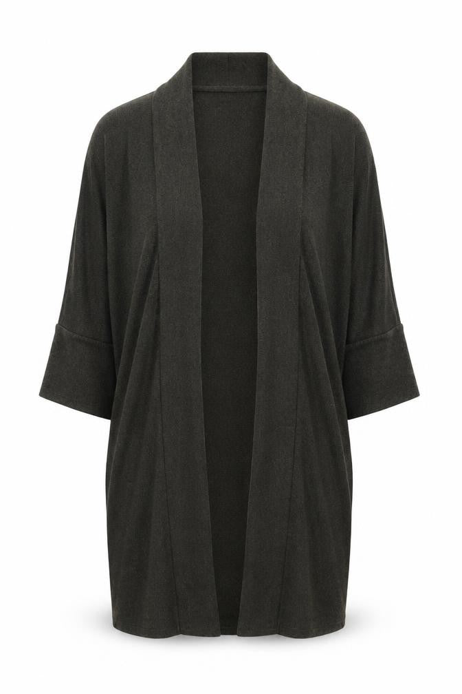 Front view of George women’s green knit cardigan jumper, size UK 12