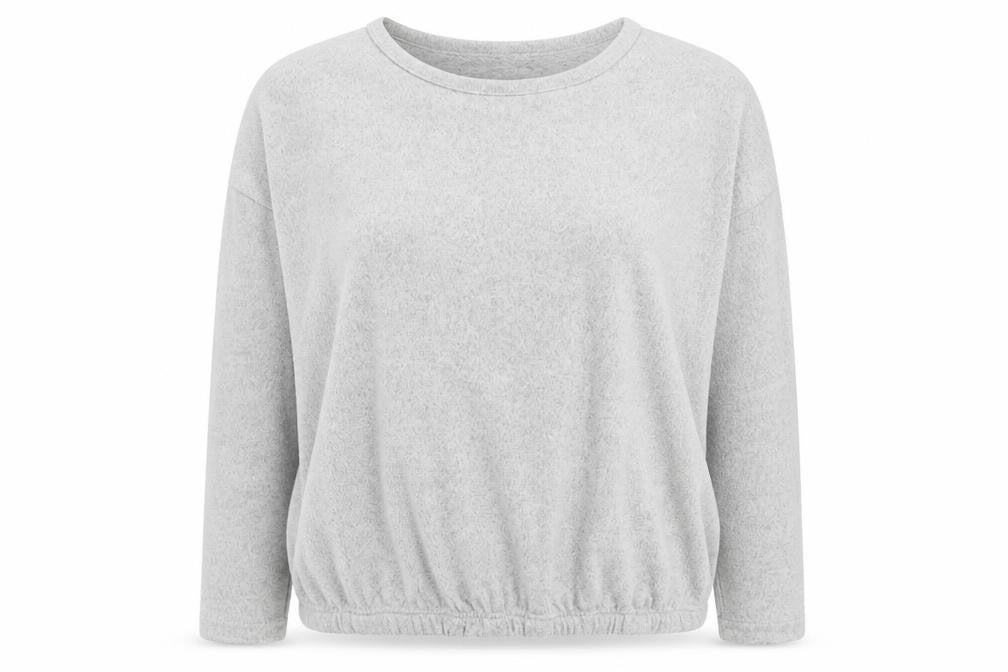 Front view of Love To Dream women’s grey top pyjama top, size UK 14