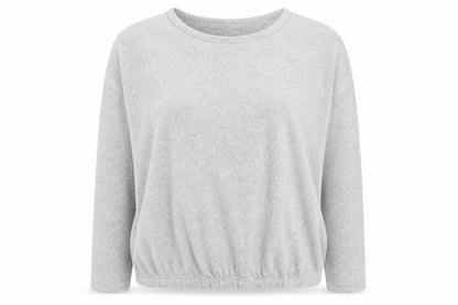 Front view of Love To Dream women’s grey top pyjama top, size UK 14