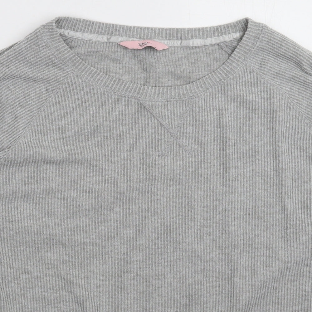 Close-up detail of Boux Avenue women’s grey knit jumper, size UK 14