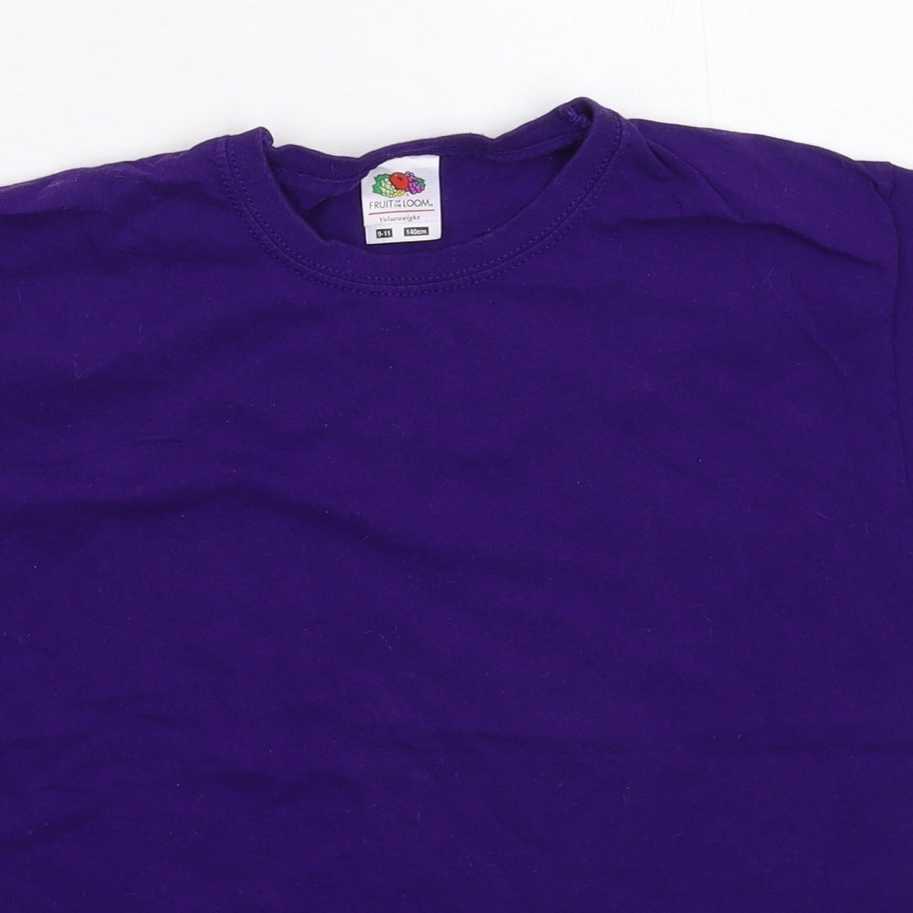 Fruit of the Loom Boys Purple   Basic T-Shirt Size 10-11 Years