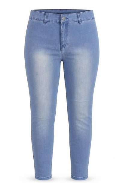 Front view of Crafted women’s blue denim jegging jeans, size UK 10, 23-inch leg