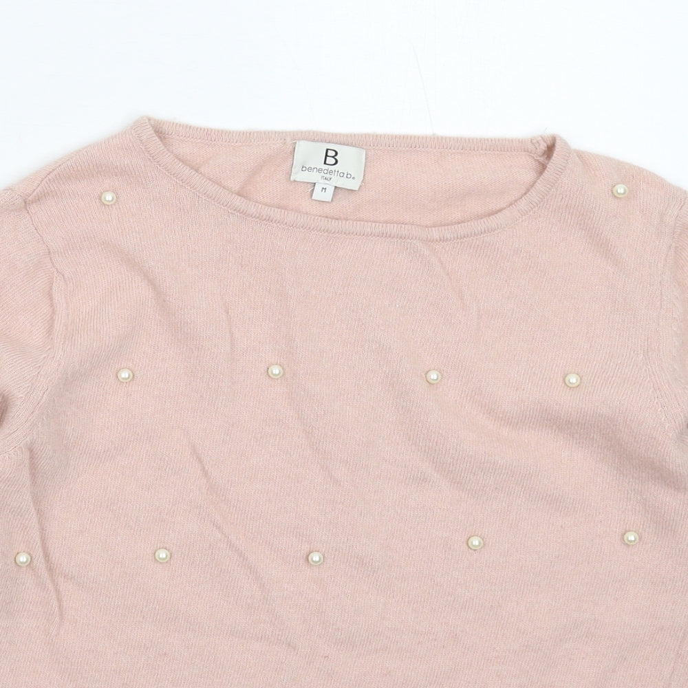 Close-up detail of Benedetta B women’s beige knit jumper, size M