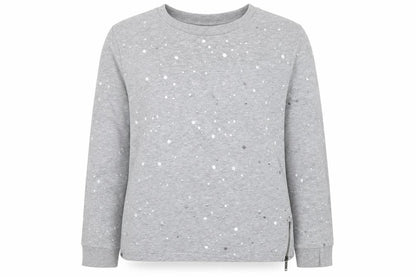 Front view of b.young women’s grey pullover sweatshirt, size M