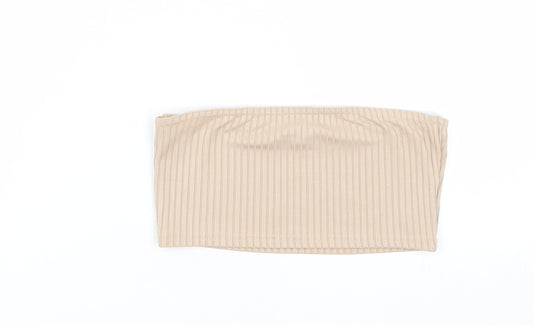 Womens UK Size 8 Missguided Beige Cropped T-Shirt