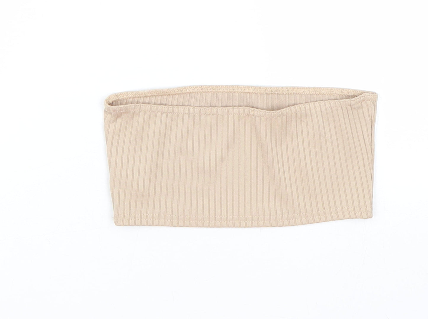 Womens UK Size 8 Missguided Beige Cropped T-Shirt