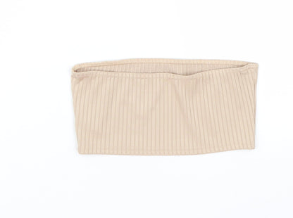 Womens UK Size 8 Missguided Beige Cropped T-Shirt