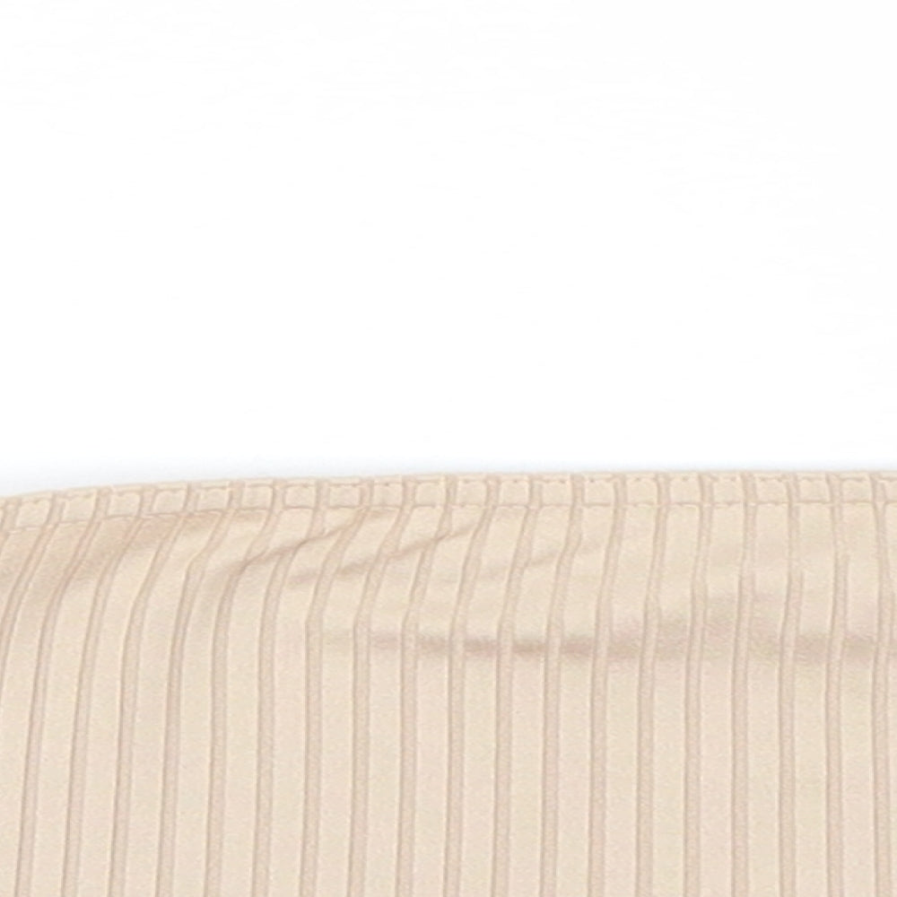 Womens UK Size 8 Missguided Beige Cropped T-Shirt